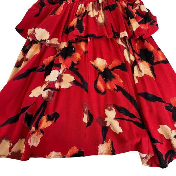 Band of the Free Dolly Red Floral Print Puff Sleeve Mini Dress Women’s Medium - Picture 8 of 8